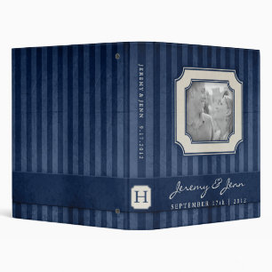 Vintage Charm Navy Blue Monogram Wedding Binder