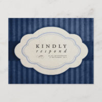 Vintage Charm Navy Blue Wedding Response Cards