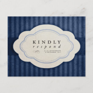 Vintage Charm Navy Blue Wedding Response Cards