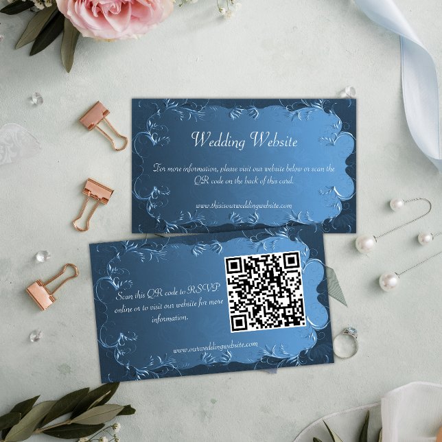 Vintage Charm: Teal Wedding Website Card (Creator Uploaded)
