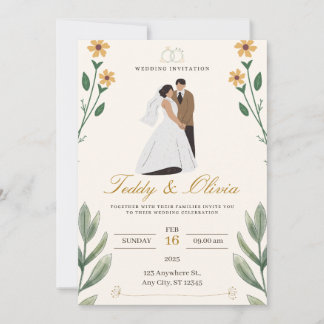 Vintage Charm Yellow Floral Wedding Invitation