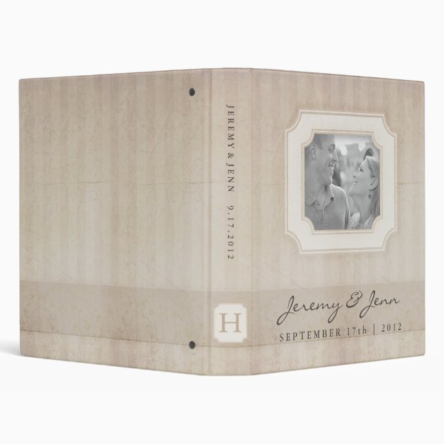 Vintage Charme crème Monogram Mariage Classeur (Arrière-plan)