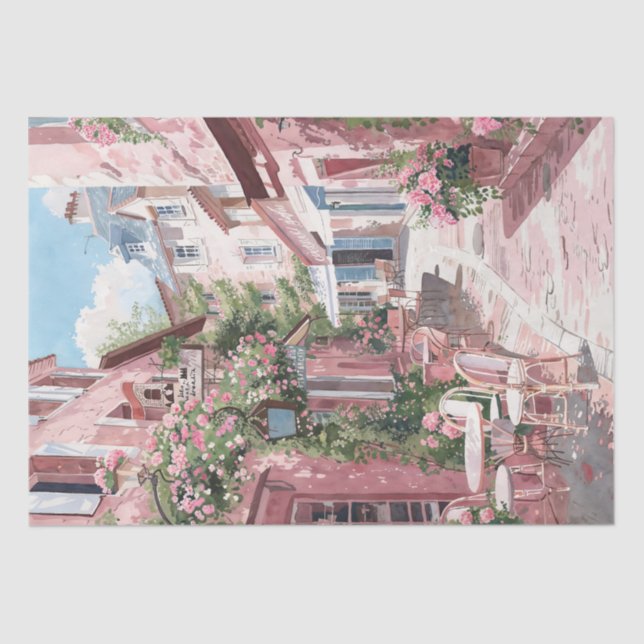 Vintage Charming French Café Alleyway Tissue Paper (Front)