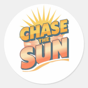 Vintage "Chase the Sun" Positive Energy Classic Round Sticker