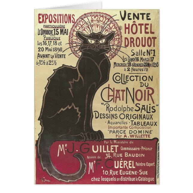 Vintage Chat Noir, Vente Hôtel Drouot Steinlen (Front)