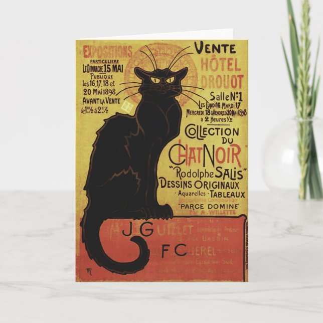 Vintage Chat Noir, Vente Hôtel Drouot Steinlen Card (Front)