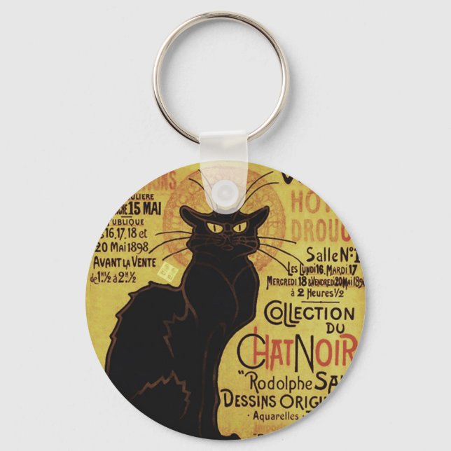 Vintage Chat Noir, Vente Hôtel Drouot Steinlen Keychain (Front)