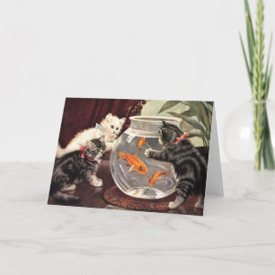 Vintage Chats et Carte pour notes de poisson d'or