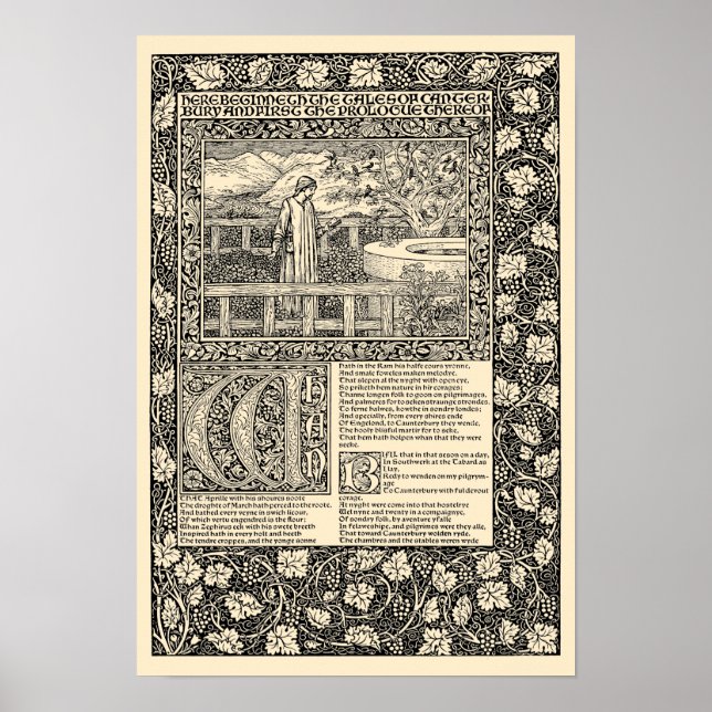 Vintage Chaucer Leaf by Kelmscott Press Poster (Front)
