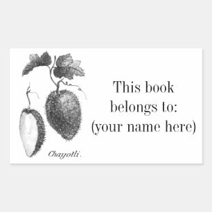 Vintage chayote etching bookplate sticker