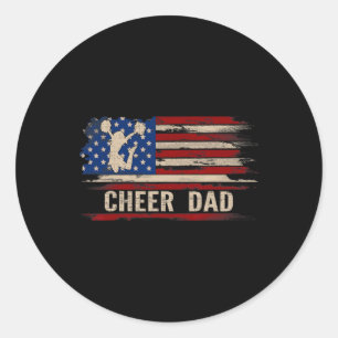 Vintage Cheer Dad American Usa Flag Cheerleadingda Classic Round Sticker