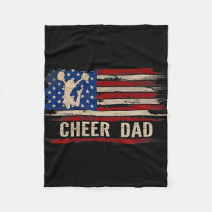Vintage Cheer Dad American Usa Flag Cheerleadingda Fleece Blanket