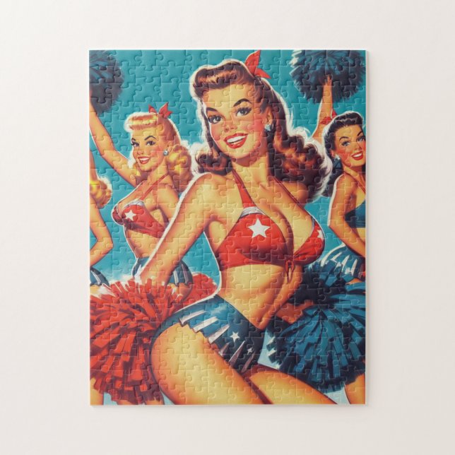 Vintage Cheerleader Girls Jigsaw Puzzle (Vertical)