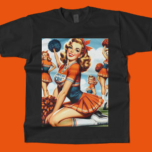 Vintage Cheerleaders Illustration T-Shirt