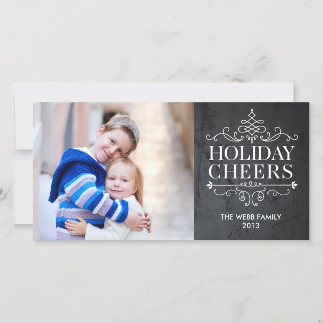 Vintage Cheers 1 Photo Holiday Photo Card (Front)