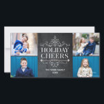 Vintage Cheers 4 Photos Holiday Photo Card<br><div class="desc">Celebrate the season with this modern and stylish holiday photo card from Berry Berry Sweet.</div>
