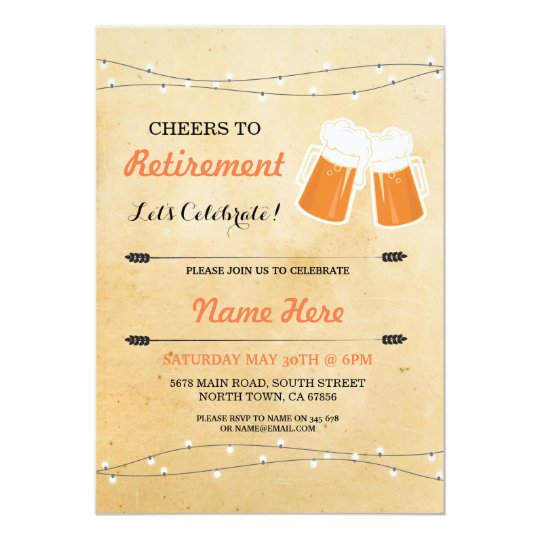 Vintage Cheers to Retirement Party Beers Invite