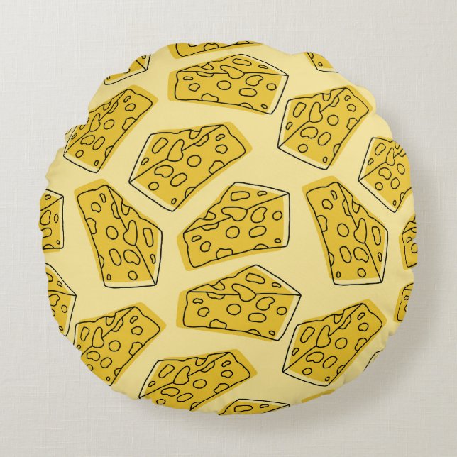 Vintage Cheese Yellow Background Seamless Round Pillow (Front)