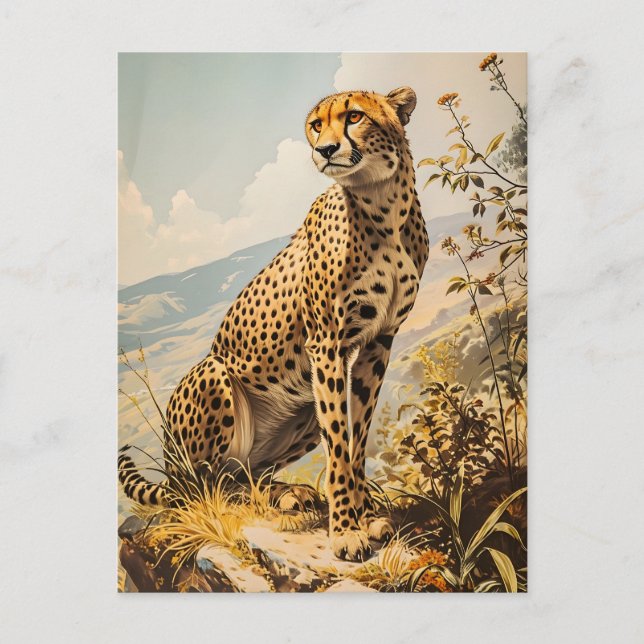 Vintage Cheetah Postcard (Front)