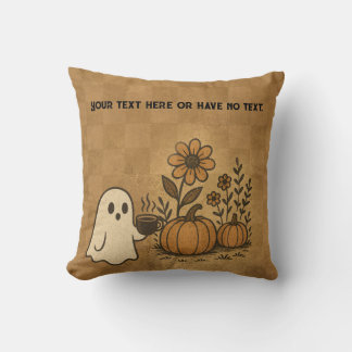 Vintage Chequerboard Ghost Fall Pumpkin Coffee Throw Pillow