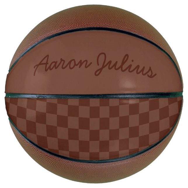 Vintage Chequerboard Personalized Basketball Gift (Front)