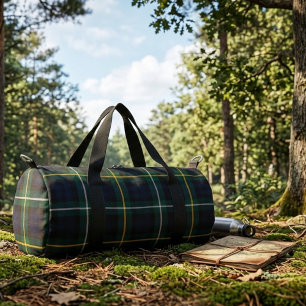 Vintage chequered green yellow blue gym men's  duffle bag