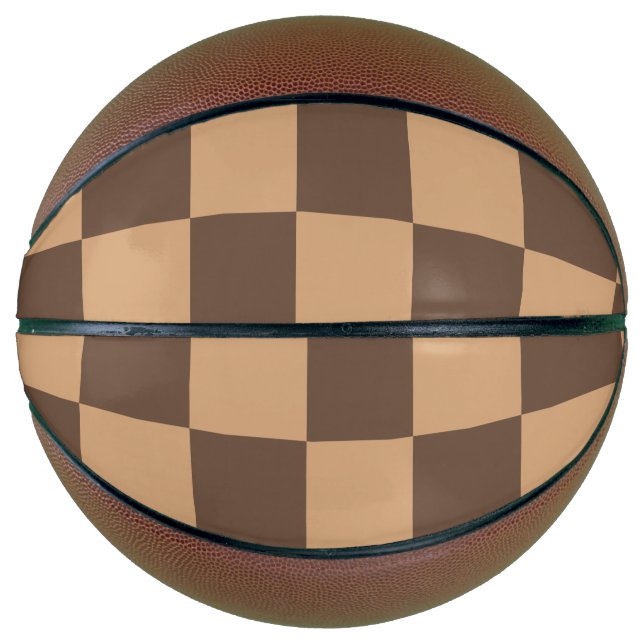 Vintage Chequered in Warm Browns Basketball (Front)