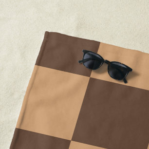 Vintage Chequered in Warm Browns Beach Towel