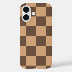 Vintage Chequered in Warm Browns iPhone 16 Case