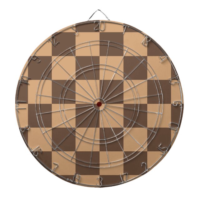 Vintage Chequered in Warm Browns Dartboard (Front)