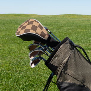 Vintage Chequered in Warm Browns Golf Head Cover