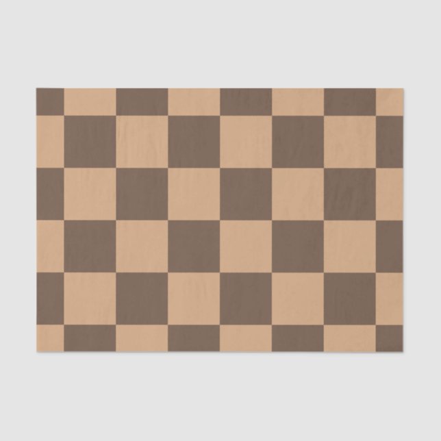 Vintage Chequered in Warm Browns Tissue Paper (Front)