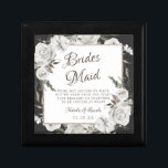 Vintage Cherish Bridesmaid Quote Personalized Gift Box<br><div class="desc">Vintage Cherish White Floral & Rose Gold Painted Roses and Flowers. A Vintage Classic and Elegant Look, and Plenty of Grey, Ivory White, Rose Gold, Dusty Pink, Pine Green, and Grey leaves and foliage. With Hand Painted Floral elements, Vintage Classic Script Fonts, and Elegant Rose Gold Glitter Foil Geometric Square...</div>