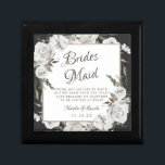 Vintage Cherish Bridesmaid Quote Personalized Gift Box<br><div class="desc">Vintage Cherish White Floral & Rose Gold Painted Roses and Flowers. A Vintage Classic and Elegant Look, and Plenty of Grey, Ivory White, Rose Gold, Dusty Pink, Pine Green, and Grey leaves and foliage. With Hand Painted Floral elements, Vintage Classic Script Fonts, and Elegant Rose Gold Glitter Foil Geometric Square...</div>