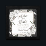 Vintage Cherish Mother of the Bride Personalized Gift Box<br><div class="desc">Vintage Cherish White Floral & Rose Gold Painted Roses and Flowers. A Vintage Classic and Elegant Look, and Plenty of Grey, Ivory White, Rose Gold, Dusty Pink, Pine Green, and Grey leaves and foliage. With Hand Painted Floral elements, Vintage Classic Script Fonts, and Elegant Rose Gold Glitter Foil Geometric Square...</div>