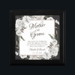 Vintage Cherish Mother of the Groom Personalized Gift Box<br><div class="desc">Vintage Cherish White Floral & Rose Gold Painted Roses and Flowers. A Vintage Classic and Elegant Look, and Plenty of Grey, Ivory White, Rose Gold, Dusty Pink, Pine Green, and Grey leaves and foliage. With Hand Painted Floral elements, Vintage Classic Script Fonts, and Elegant Rose Gold Glitter Foil Geometric Square...</div>