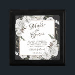 Vintage Cherish Mother of the Groom Personalized Gift Box<br><div class="desc">Vintage Cherish White Floral & Rose Gold Painted Roses and Flowers. A Vintage Classic and Elegant Look, and Plenty of Grey, Ivory White, Rose Gold, Dusty Pink, Pine Green, and Grey leaves and foliage. With Hand Painted Floral elements, Vintage Classic Script Fonts, and Elegant Rose Gold Glitter Foil Geometric Square...</div>