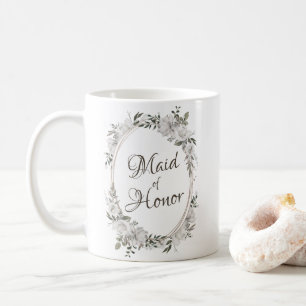 Vintage Cherish Rose Gold Oval Frame Maid of Honou Coffee Mug