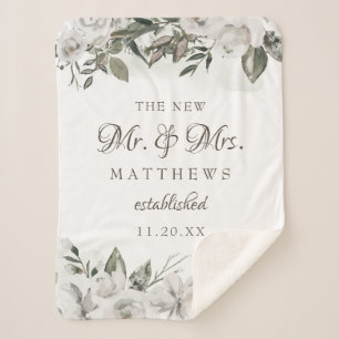 Vintage Cherish Rose The New Mr. & Mrs. Newlyweds Sherpa Blanket