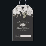 Vintage Cherish White Floral Bridal Display Shower Gift Tags<br><div class="desc">Vintage Cherish White Floral & Rose Gold Painted Roses and Flowers. A Vintage Classic and Elegant Look, and Plenty of Grey, Ivory White, Rose Gold, Dusty Pink, Pine Green, and Grey leaves and foliage. With Hand Painted Floral elements, Vintage Classic Script Fonts, and Elegant Rose Gold Glitter Foil Accents On...</div>