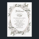 Vintage Cherish White Floral Oval Wedding Ceremony Program<br><div class="desc">Vintage Cherish White Floral & Rose Gold Painted Roses and Flowers. A Vintage Classic and Elegant Look, and Plenty of Grey, Ivory White, Rose Gold, Dusty Pink, Pine Green, and Grey leaves and foliage. With Hand Painted Floral elements, Vintage Classic Script Fonts, and Elegant Rose Gold Glitter Foil Oval Frame...</div>