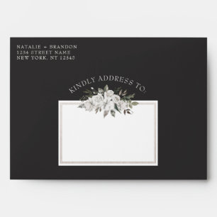 Vintage Cherish White Floral & Rose Gold Wedding Envelope