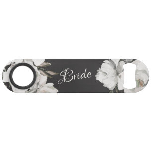 Vintage Cherish White Floral & Roses Elegant Bride Bar Key
