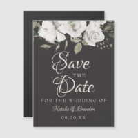 Vintage Cherish White Floral Wedding Save the Date