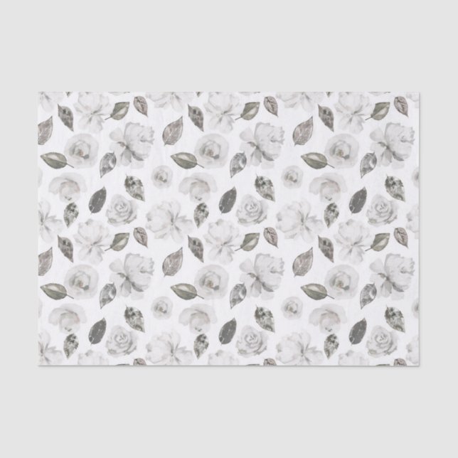 Vintage Cherish White Floral Wedding Tissue Paper (Front)