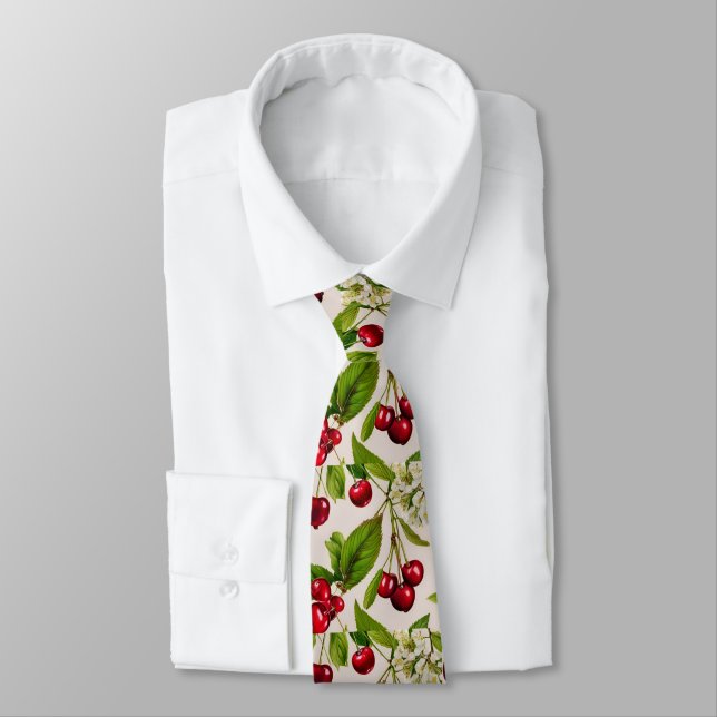 Vintage Cherries Tie (Tied)