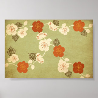 Vintage cherry blossom flowers Poster