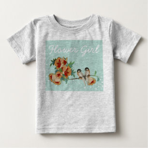 Vintage Cherry Blossom Love Bird Peach Mint Baby T-Shirt