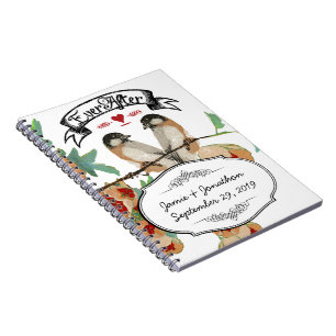 Vintage Cherry Blossom Love Bird Peach Mint Notebook