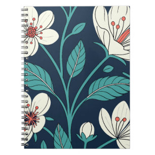 Vintage Cherry Blossom Seamless Pattern – Elegant  Notebook